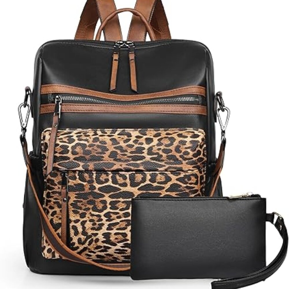 Womens Backpack Purse Leather Fashion Travel Backpack Purse for Women Designer L